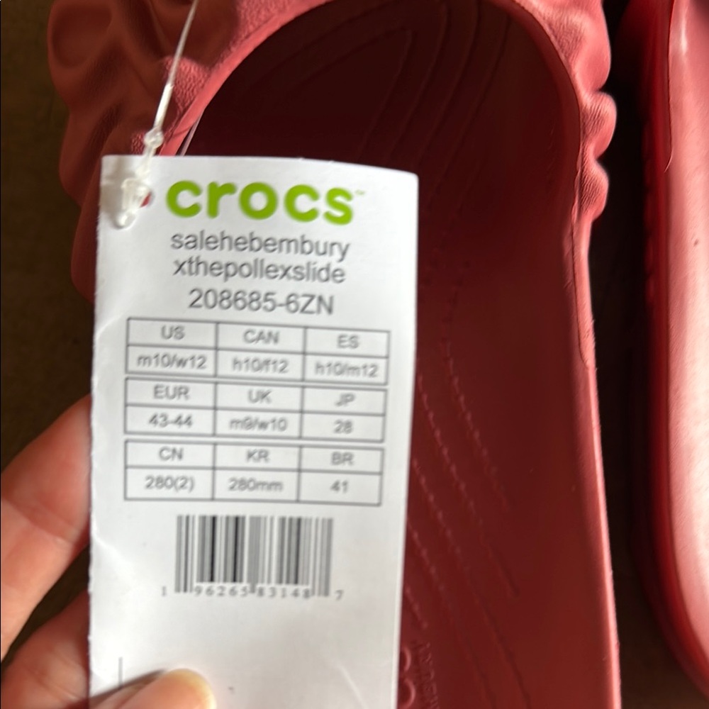 NWT CROCS Salehe Bembury x Pollex Slide 'Guppy' pink size 10 - Picture 9 of 9